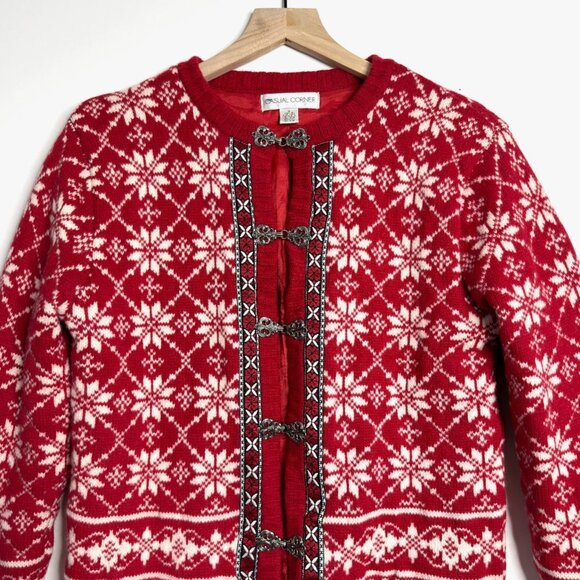 VINTAGE Casual Corner Wool Nordic Cardigan - Picture 2 of 8